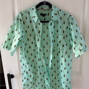 Ocean Current Mint Pineapple Print Men's Shirt